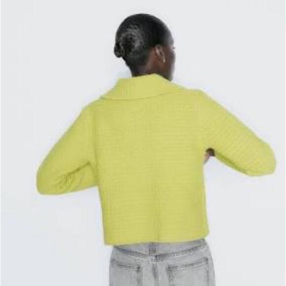 ZARA CHUNKY KNIT PETER PAN COLLAR CARDIGAN - Picture 6 of 7